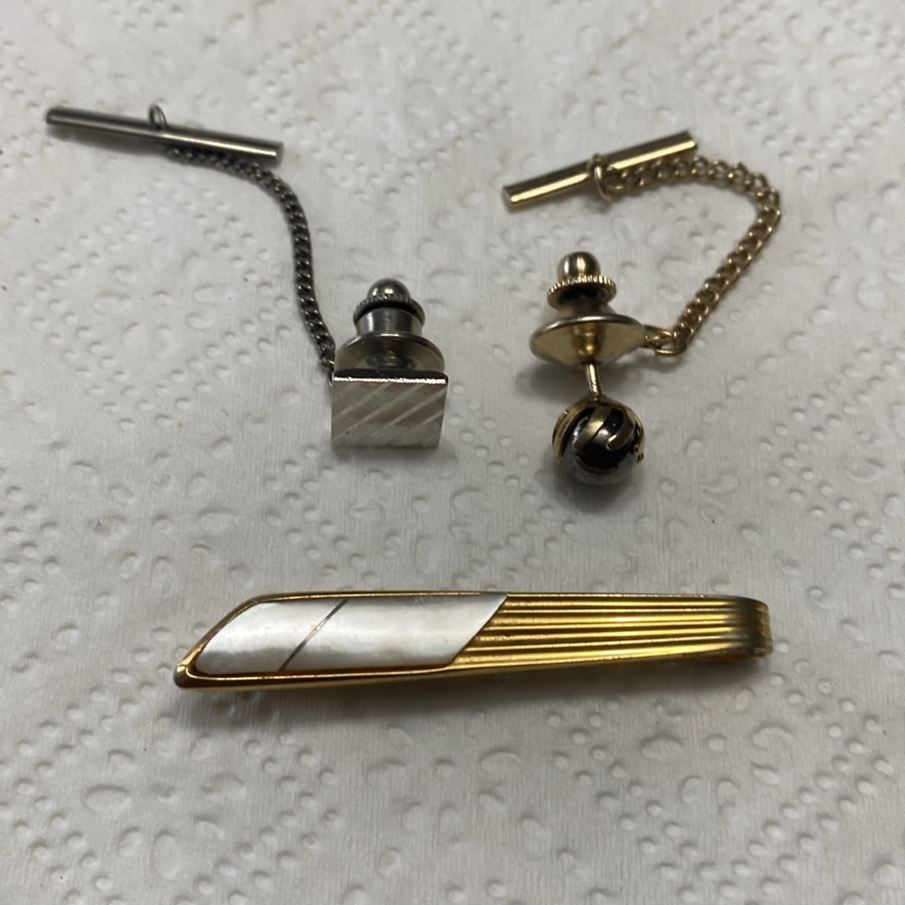 Three Vintage Tie Clips/Tacks